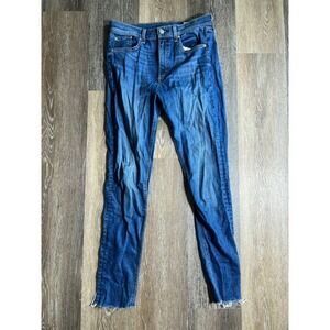 Rag & Bone High Rise Skinny Jeans Womens 28 Blue Good Raw Hem Denim